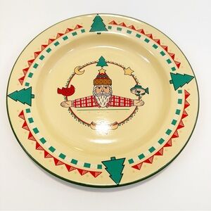 Wang’s International Christmas Cabin Mountain Santa Canoe Enamel Metal‎ Plate